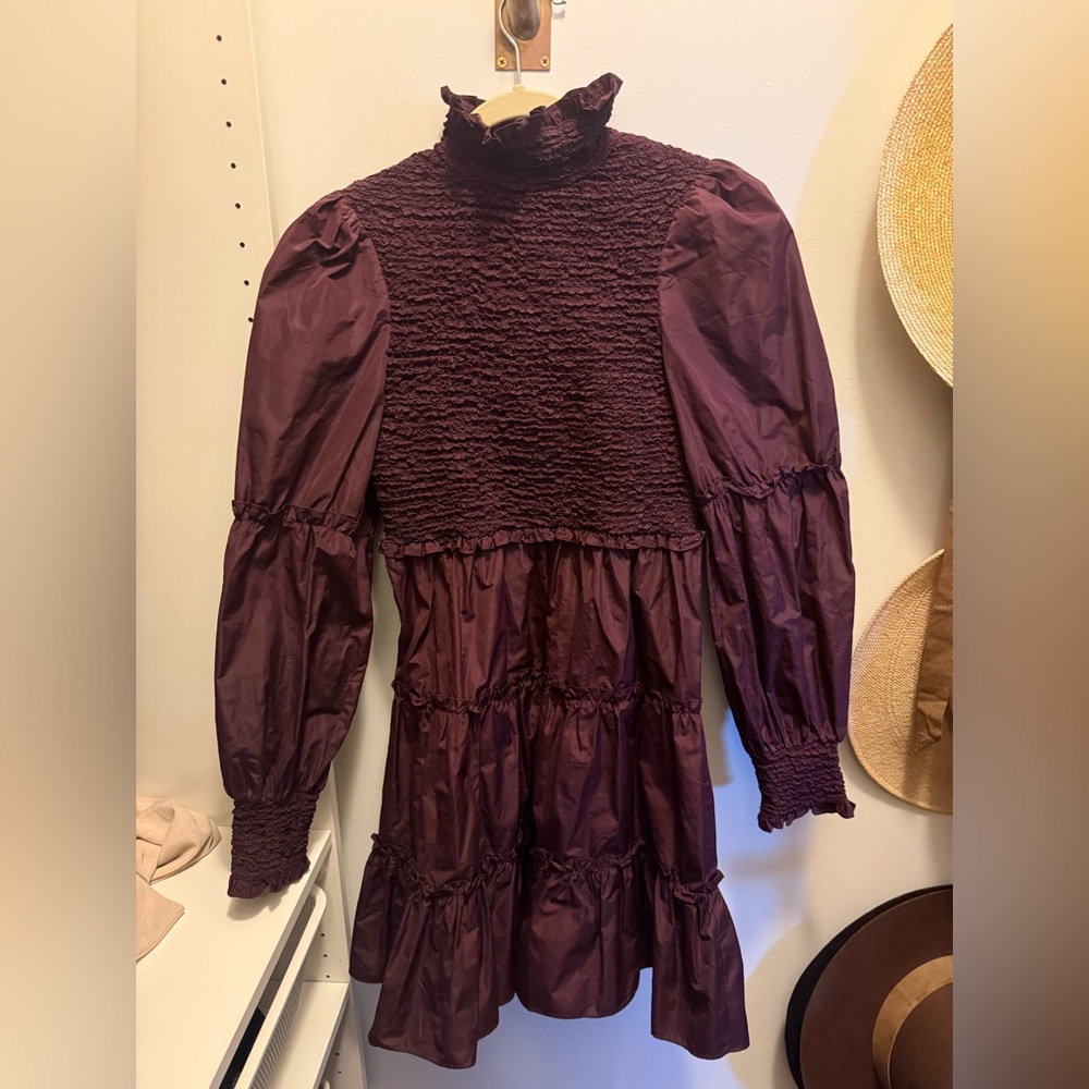 Cinq à Sept Burgundy Smocked Dress